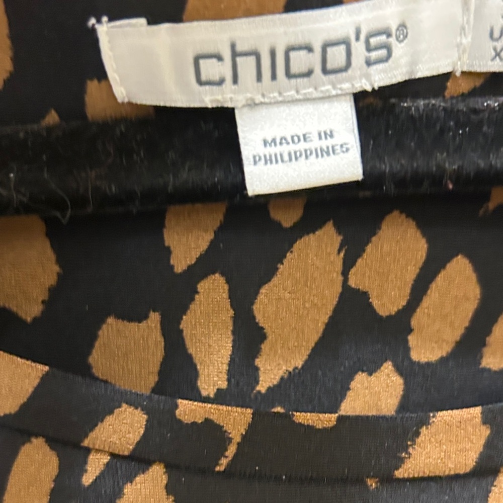 Chico's Black and Brown Animal Print LS Maxi Dress Excellent Preowned Condition - Picture 5 of 11